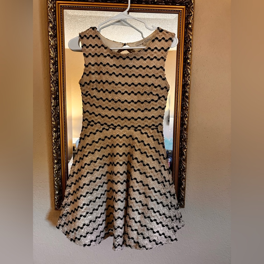 River Island Cream and Black Lace Dress